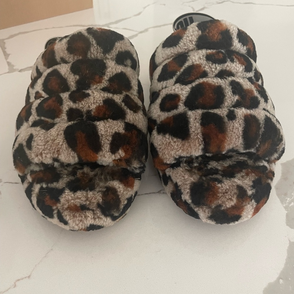 Ugg Fluff Yea Leopard Print Slides - image 2